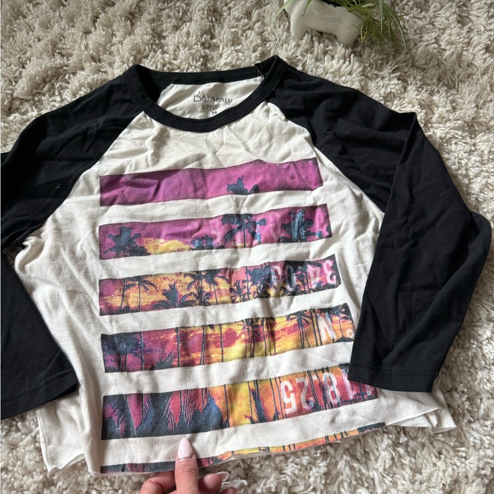 Bowery Black and White baseball sporty athletic California Tee